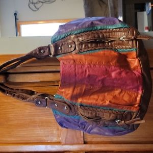 Cute brown and multicolored leather purse
